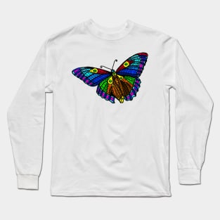 Colorful Blue and Orange Monarch Butterfly Long Sleeve T-Shirt